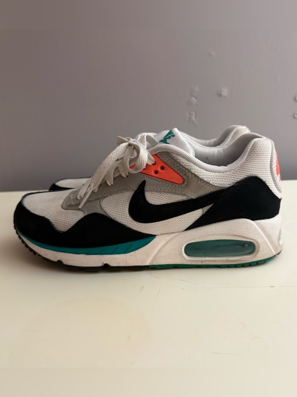 Nike White, Black & Teal Air Max Sneakers with Coral Accents - Picture 5 of 10